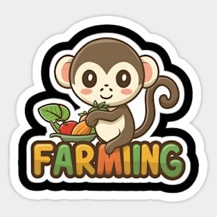 Funny monkey farmer Sticker